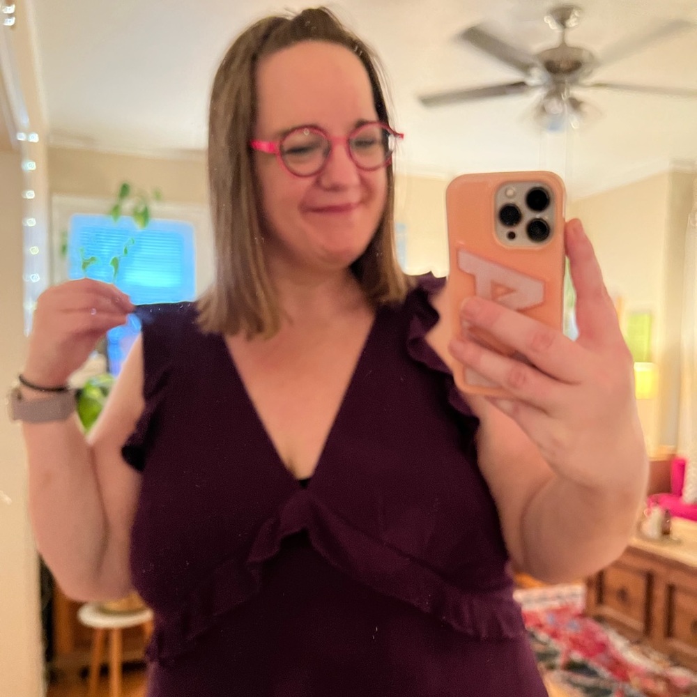 Anthropologie 1X plum ruffle maxi - Picture 2 of 7